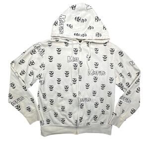 Vintage Y2K Misfits Cinder Block All Over Print Skull Zip Hoodie